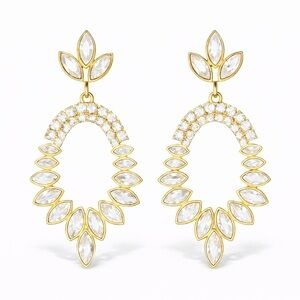 ⚜️ Marquisèe Gold Leaf Earrings With Crystals